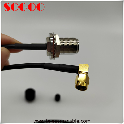 Huawei original 04047637VB LMR195 jumper, 90 degree SMA male to N Female bulkhead connector
