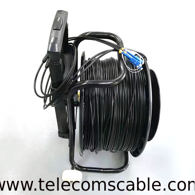 Portable Cable Reel with Single-mode G657A1 5.0mm 8cores Armored TPU jacket IDC Connector Fiber optic cable