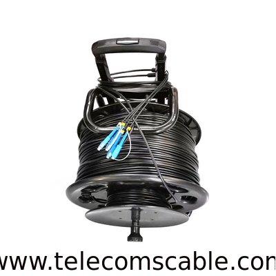 Portable Cable Reel with Single-mode G657A1 5.0mm 8cores Armored TPU jacket IDC Connector Fiber optic cable