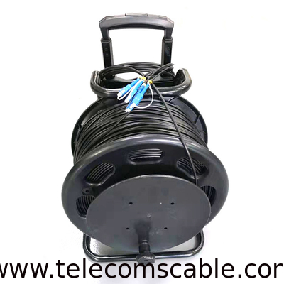 Portable Fiber Optic Cable Reel With SC/LC/FC Connector 2/4/6/8/12 Cores