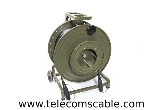 Tactical Fiber Optic Cable Reel With Expanded Beam Fiber Connector