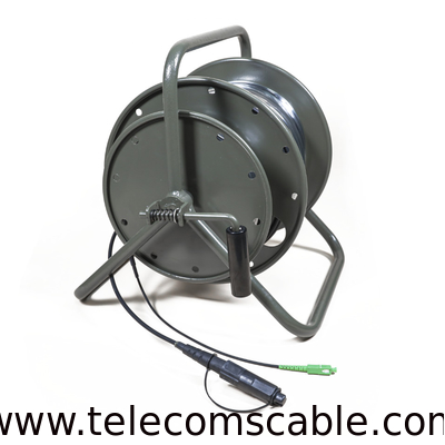 Portable Cable Reel With Optitap SC TPU Outdoor Armored Fiber Optic Cable