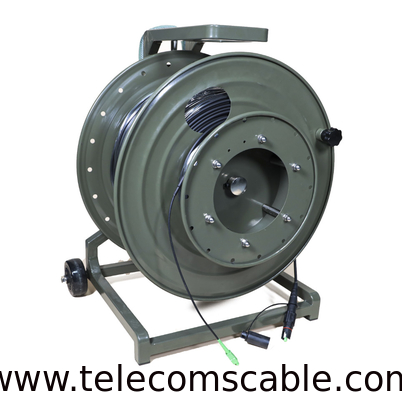 Portable Cable Reel With Optitap SC TPU Outdoor Armored Fiber Optic Cable