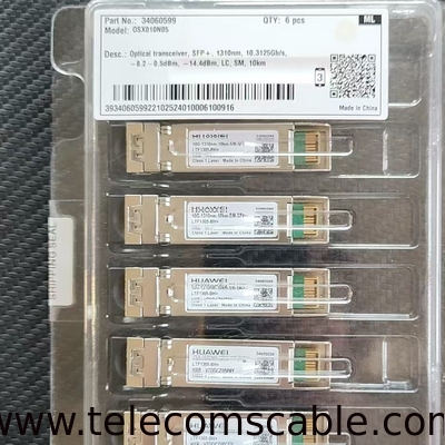 Original Huawei Optical Transceiver SFP+,1310nm,10.3125Gb/s, -8.2~0.5dBm,-14.4dBm,LC,SM,10km, Part number 4060599