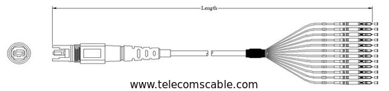 Mini IP MPO outdoor waterproof Fiber cable with MPO to LC connector