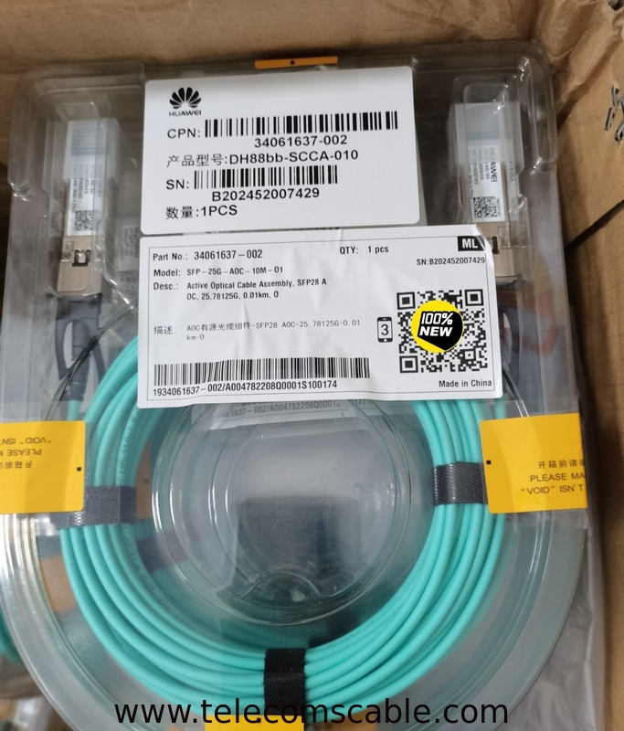 SFP-25G-AOC-10m Huawei Active Optical Cable Assembly, SFP28 AOC, 25.78125G, 0.01km