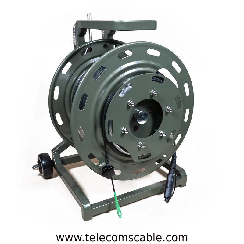 Portable Cable Reel With Optitap SC TPU Outdoor Armored Fiber Optic Cable